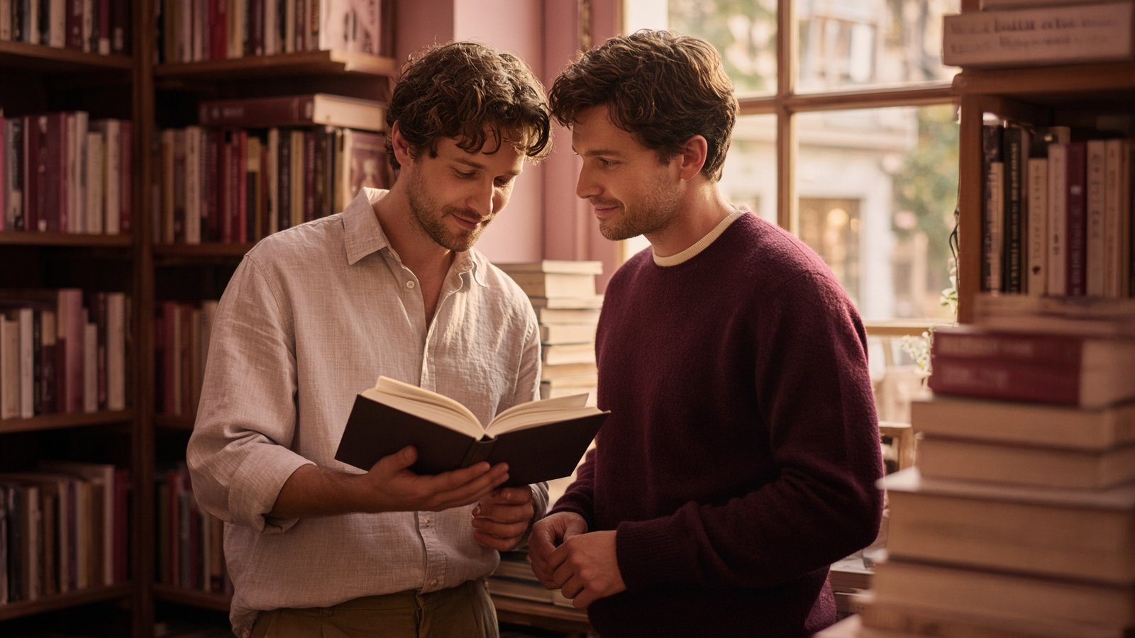 Zwei Leser in einer Buchhandlung